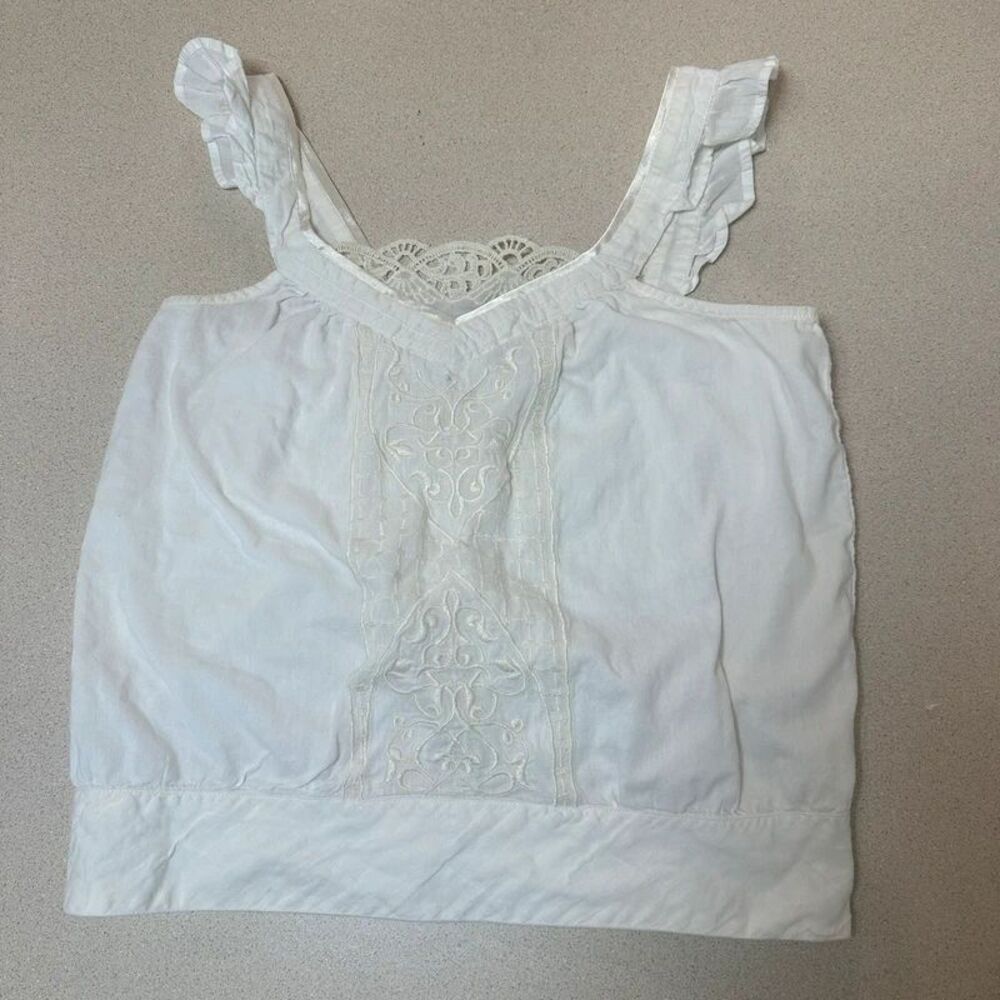 Reef cotton white coquette lace tank top